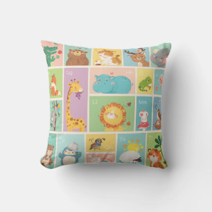 My First Alphabet ABC Animals Throw Pillow