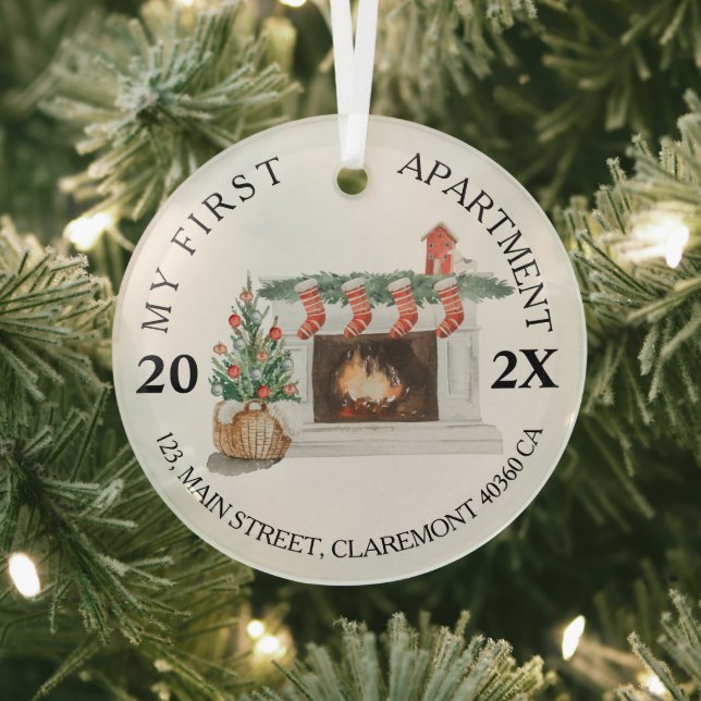 My First apartment keepsake fireplace Glass Ornament (Insitu)
