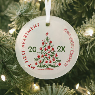 My First apartment keepsake fireplace Whimsical Glass Ornament