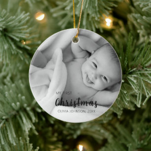 My First Baby Christmas Photo Ceramic Ornament