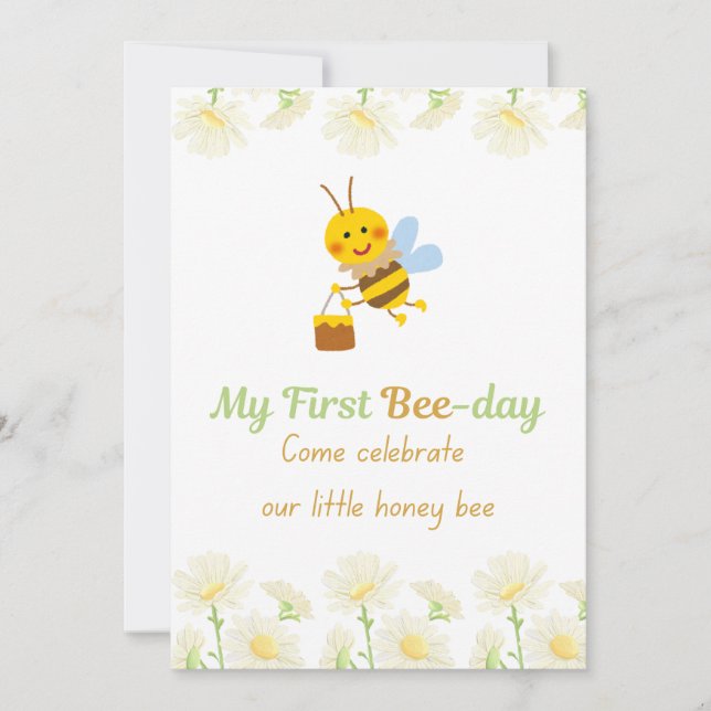 My First Bee-day Invitation (Front)