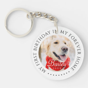 My First Birthday Forever Home Modern Pet Photo Keychain