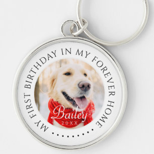 My First Birthday Forever Home Modern Pet Photo Keychain