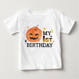 My First Birthday Pumpkin Halloween Fall Autumn Baby T-Shirt