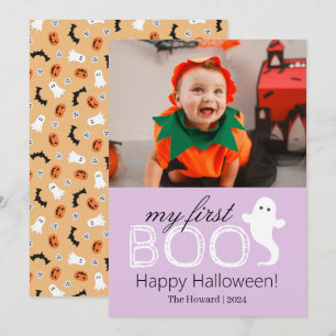 My First Boo! Spooky Cute Halloween Family Photo Holiday Card
