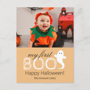 My First Boo! Spooky Cute Halloween Family Photo Holiday Postcard