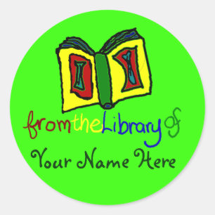 My First Bookplate -  Vivid Green Classic Round Sticker