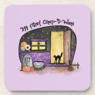 My First Camp-O-Ween – Spooky Black Cat Coaster