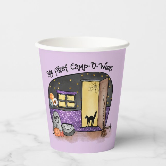 My First Camp-O-Ween – Spooky Black Cat Paper Cups (Front)