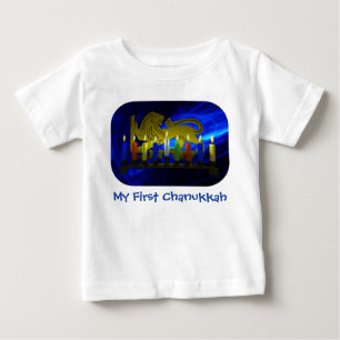My First Chanukkah Brass Lion Menorah Baby T-Shirt