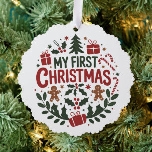 My First Christmas 1st Xmas Family Matching Baby  Ornament Card