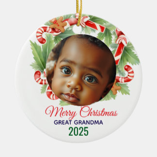 My First Christmas 2025: Personalized Photo  Ceramic Ornament