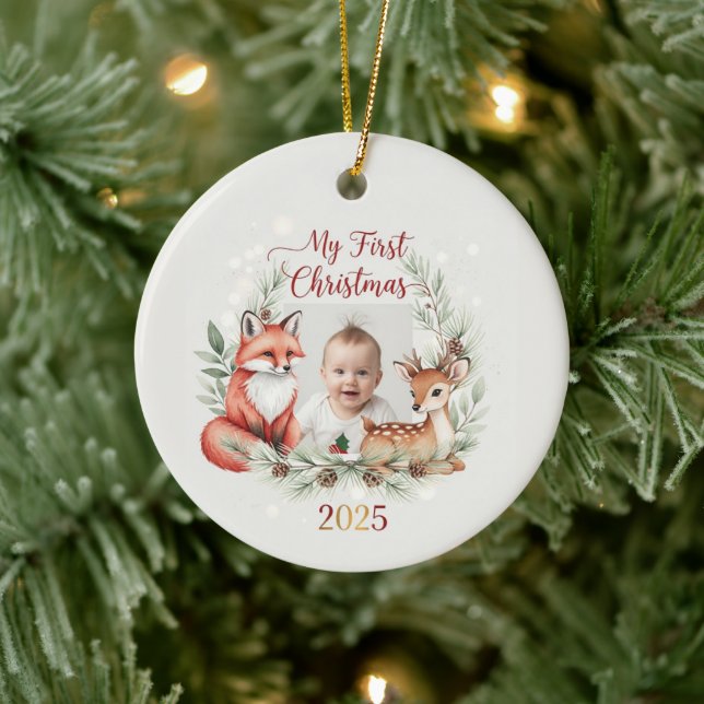 My First Christmas 2025 Woodland Baby Ornament (Tree)