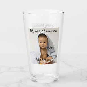 My first Christmas add baby name date year photo s Glass