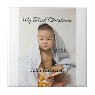 My first Christmas add baby name date year photo s Tile