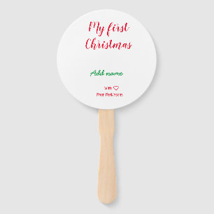 My first Christmas add name family name with love Hand Fan