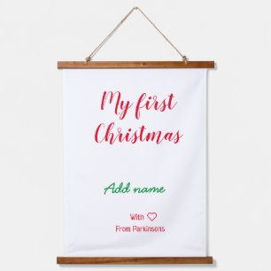 My first Christmas add name family name with love Hanging Tapestry