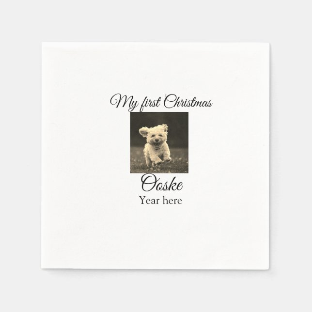 My first Christmas add pet name date year photo  Napkin (Front)