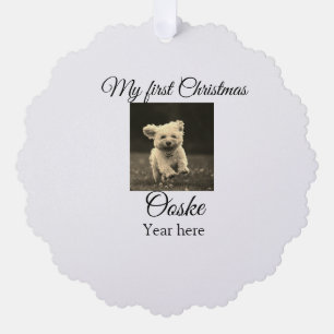 My first Christmas add pet name date year photo  Ornament Card