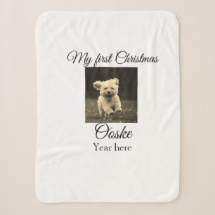 My first Christmas add pet name date year photo  Sherpa Blanket