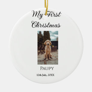 My first Christmas add pet name dog cat year photo Ceramic Ornament