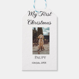 My first Christmas add pet name dog cat year photo Gift Tags