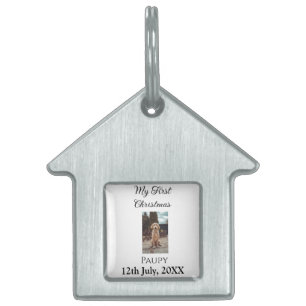 My first Christmas add pet name dog cat year photo ID Tag