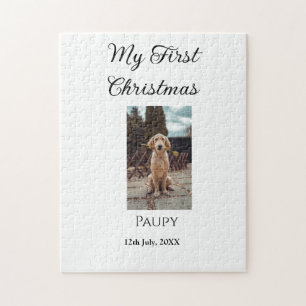 My first Christmas add pet name dog cat year photo Jigsaw Puzzle
