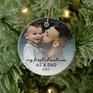 My first Christmas AS A DAD two photo Ceramic Ornament