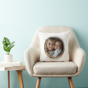 My first Christmas As Big Sister Custom Photo Throw Pillow