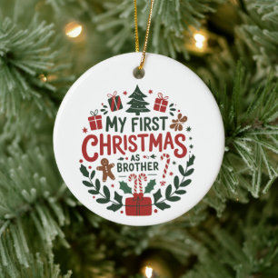 My First Christmas As Brother Family Matching Ceramic Ornament