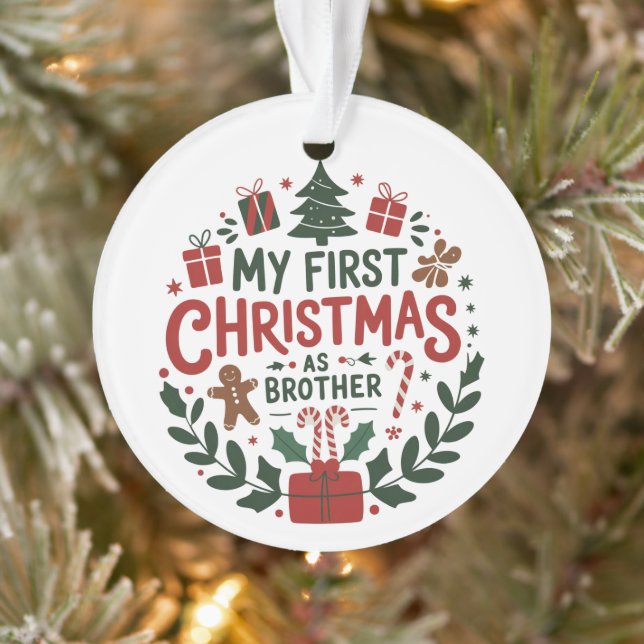 My First Christmas As Brother Family Matching  Ornament (Tree)