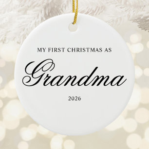 My First Christmas as Grandma Classic Calligraphy Ceramic Ornament