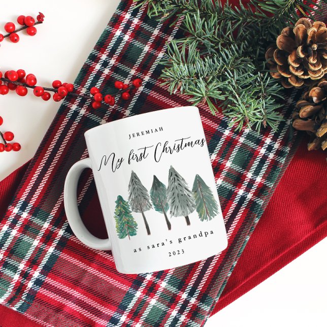 My First Christmas as Grandpa Photo Pine Trees Coffee Mug (Creator Uploaded)