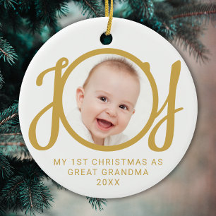 My First Christmas As Great Grandma Photo Ceramic Ornament