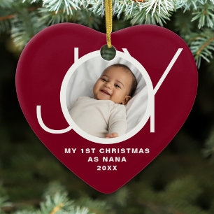 My First Christmas As Nana Photo Maroon Ceramic Ornament