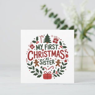 My First Christmas As Sister Family Matching Xmas Holiday Card