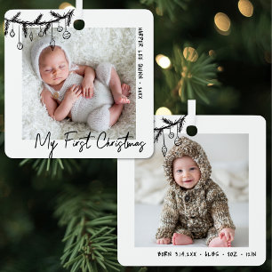 My First Christmas Baby 2 Photo Metal Ornament