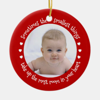 My First Christmas Baby Add a Photo Holiday Red Ceramic Ornament
