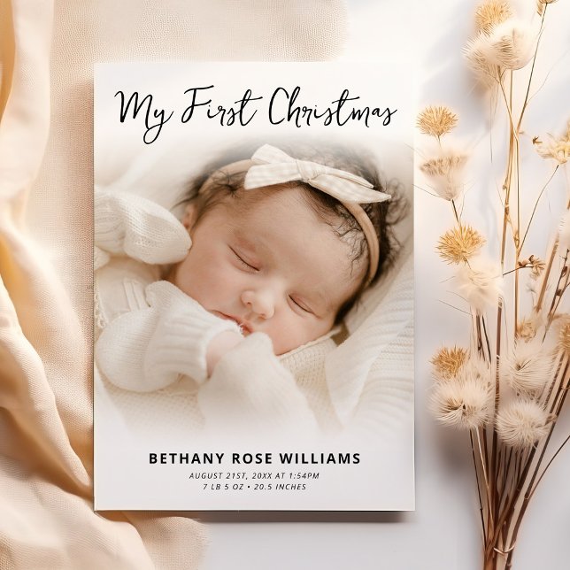 My First Christmas Baby Birth Photo Holiday Card (Creator Uploaded)