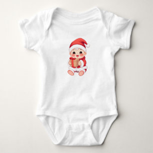 My First Christmas Baby Bodysuit–Santa Gift Design Bodysuit