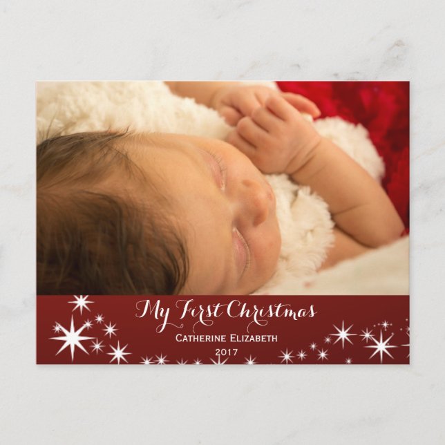 My First Christmas - Baby First Christmas Photo Holiday Postcard (Front)
