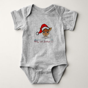 My First Christmas Baby Giraffe Bodysuit