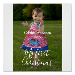 my first Christmas baby girl photo name year simpl Poster