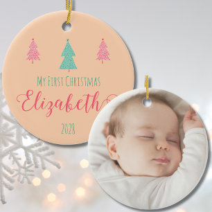 My First Christmas Baby-Personalized Name & Year Ceramic Ornament