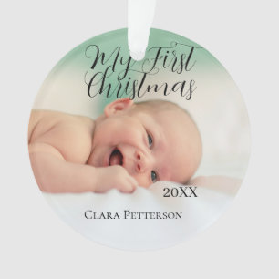 My first Christmas baby photo add name year modern Ornament