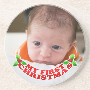 My First Christmas Baby Photo Coasters