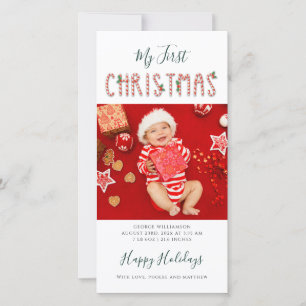 My First Christmas Baby Photo Collage Holiday Card