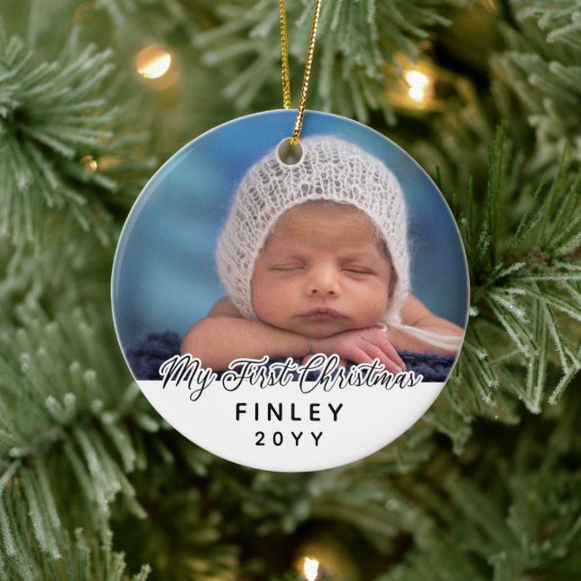 My First Christmas Baby Photo Double Sided Ceramic Ornament (Tree)