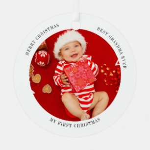 My First Christmas Baby Photo Metal Ornament